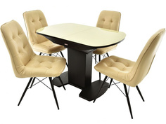 Обеденная группа стол и 4 стула (древпром) бежевый 110x74x70 см.