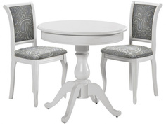 Обеденная группа стол и 2 стула (древпром) белый 75 см.