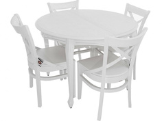 Обеденная группа стол и 4 стула (древпром) белый 75 см.