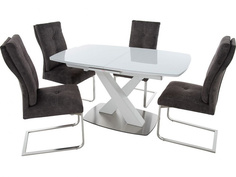 Обеденная группа стол и 4 стула (древпром) белый 140x76x85 см.