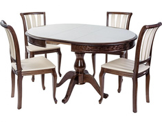 Обеденная группа стол и 4 стула (древпром) коричневый 75 см.