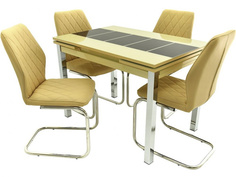 Обеденная группа стол и 4 стула (древпром) бежевый 110x76x74 см.