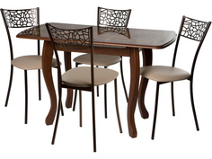 Обеденная группа стол 4 стула (древпром) коричневый 93x71x63 см.