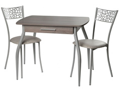Обеденная группа стол и 2 стула (древпром) серый 90x70x60 см.