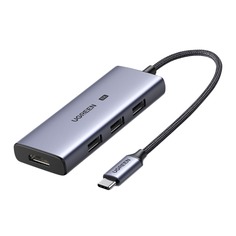 USB-разветвитель Ugreen Hub 4 In 1 (USB Type-C), серый
