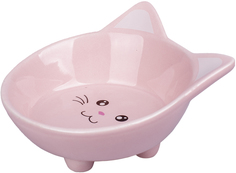 КерамикАрт миска керамическая для кошек Мордочка кошки 200 мл, розовый