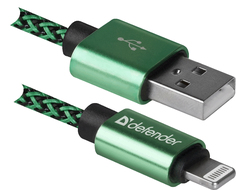 Кабель Defender ACH01-03T PRO USB2.0 Зеленый AM-LightningM1m2.1A (87810)