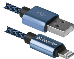 Кабель Defender ACH01-03T PRO USB2.0 Синий AM-LightningM 1m 2.1A (87811)