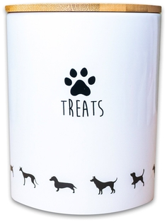 КерамикАрт бокс керамический для хранения лакомств для собак 1300 мл, белый