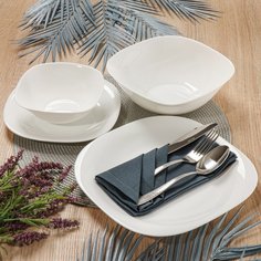 Сервиз столовый стеклокерамика, 19 предметов, на 6 персон, Daniks, Белый Квадро, W 19C9