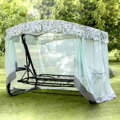 Качели садовые 3х-местные, 244.2х144х181 см, 280 кг, Арагон Премиум Flower, раскладываются в кровать, с москитной сеткой, с1284