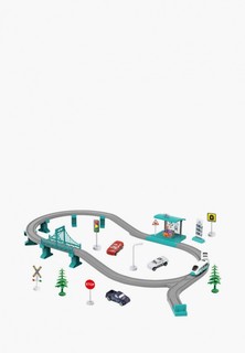 Набор игровой Givito Железная дорога для детей "Мой город, 63 предмета", на батарейках со светом и звуком