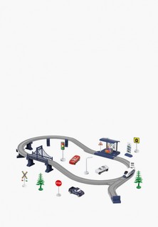 Набор игровой Givito Железная дорога для детей "Мой город, 63 предмета", на батарейках со светом и звуком