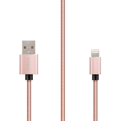 Кабель Rombica Digital IS-02 USB - Apple Lightning (MFI) металлическая оплетка 1м розовый