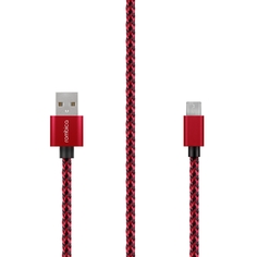 Кабель Rombica Digital AB-04 Red USB - micro USB текстиль 2м красный