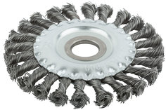 Корщетка MOS "колесо" посадочный диаметр 22,2 мм, стальная витая 125 мм 38930М