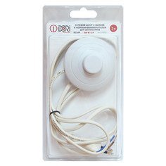 Кабель готовый со штекером (вилкой) кабель для торшера DORI 2х0,5 2м 2А с выключателем белый