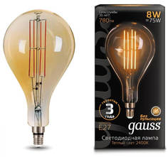 Лампочка Лампа светодиодная филаментная Gauss E27 8W 2400K золотая 149802008