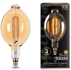 Лампочка Лампа светодиодная филаментная Gauss E27 8W 2400K золотая 151802008