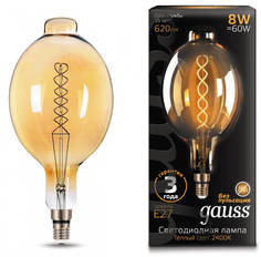 Лампочка Лампа светодиодная филаментная Gauss E27 8W 2400K золотая 152802008