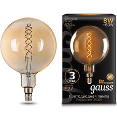 Лампочка Лампа светодиодная филаментная Gauss E27 8W 2400K золотая 154802008