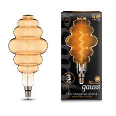Лампочка Лампа светодиодная филаментная Gauss E27 6W 2400K золотая 158802006