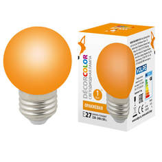 Лампочка Лампа светодиодная Volpe E27 1W оранжевая LED-G45-1W/ORANGE/E27/FR/С UL-00005650