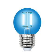 Лампочка Лампа светодиодная филаментная Uniel E27 5W синяя LED-G45-5W/BLUE/E27 GLA02BL UL-00002990