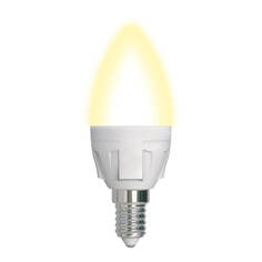 Лампочка Лампа светодиодная диммируемая Uniel E14 7W 3000K матовая LED-C37 7W/3000K/E14/FR/DIM PLP01WH UL-00004296