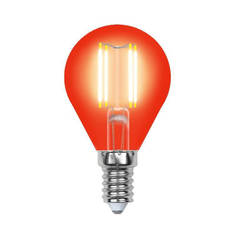 Лампочка Лампа светодиодная филаментная Uniel E14 5W красная LED-G45-5W/RED/E14 GLA02RD UL-00002985