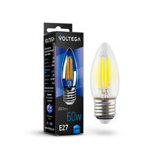 Лампочка Лампа светодиодная филаментная Voltega E27 6W 4000К прозрачная VG10-C1E27cold6W-F 7029