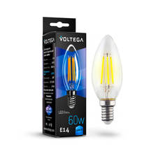Лампочка Лампа светодиодная филаментная Voltega E14 6W 4000К прозрачная VG10-C1E14cold6W-F 7020