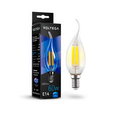 Лампочка Лампа светодиодная филаментная Voltega E14 6W 4000К прозрачная VG10-CW1E14cold6W-F 7018