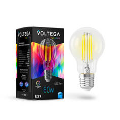Лампочка Лампа светодиодная Voltega E27 7W 4000K прозрачная VG10-A60E27cold7W-FHR 7155