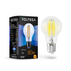 Лампочка Лампа светодиодная филаментная диммируемая Voltega E27 8W 2800К прозрачная VG10-А1E27warm8W-FD 5489