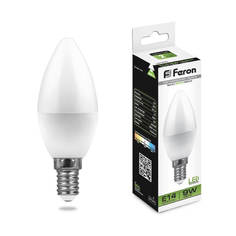 Лампочка Лампа светодиодная Feron E14 9W 4000K Свеча Матовая LB-570 25799