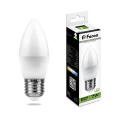Лампочка Лампа светодиодная Feron E27 7W 4000K Свеча Матовая LB-97 25759