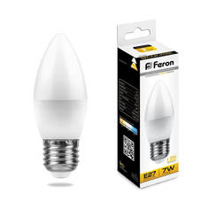 Лампочка Лампа светодиодная Feron E27 7W 2700K Свеча Матовая LB-97 25758