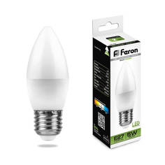 Лампочка Лампа светодиодная Feron E27 5W 4000K Свеча Матовая LB-72 E27 5W 4000K 25765