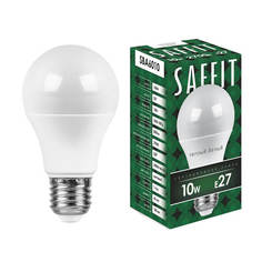Лампочка Лампа светодиодная Saffit E27 10W 2700K Шар Матовая SBA6010 55004