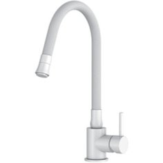 Смеситель для кухни, Frap, с картриджем, гибкий излив, белый, F40994-8