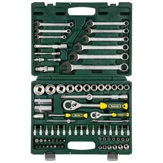 Набор слесарных инструментов Kraftool, X-Drive 82, 1/2", 1/4", CrV сталь, кейс, 82 предмета