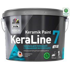Краска воднодисперсионная, Dufa, KeraLine 7 База1, универсальная, моющаяся, матовая, 9 л