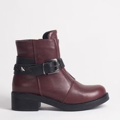 Бордовые кожаные ботинки Calipso