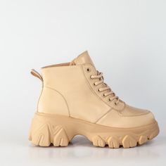 Бежевые кожаные ботинки Calipso