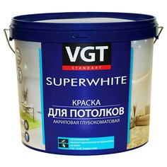 Краска воднодисперсионная, VGT, для потолков, матовая, супербелая, 7 кг