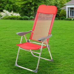 Кресло складное пляжное 60х60х112 см, красное, 100 кг, Green Days, YTBC048-3