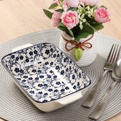 Форма для выпечки керамика, 13.4х23х4.8 см, прямоугольная, Синева, Y4-4572