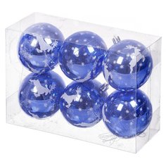 Елочный шар голубой SYKCQA-012133IB, 6 шт, 8 см