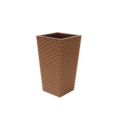Кашпо полипропилен, 26х26х45.7 см, квадратное, бежевый ротанг, Idea, Ротанг, М 3087